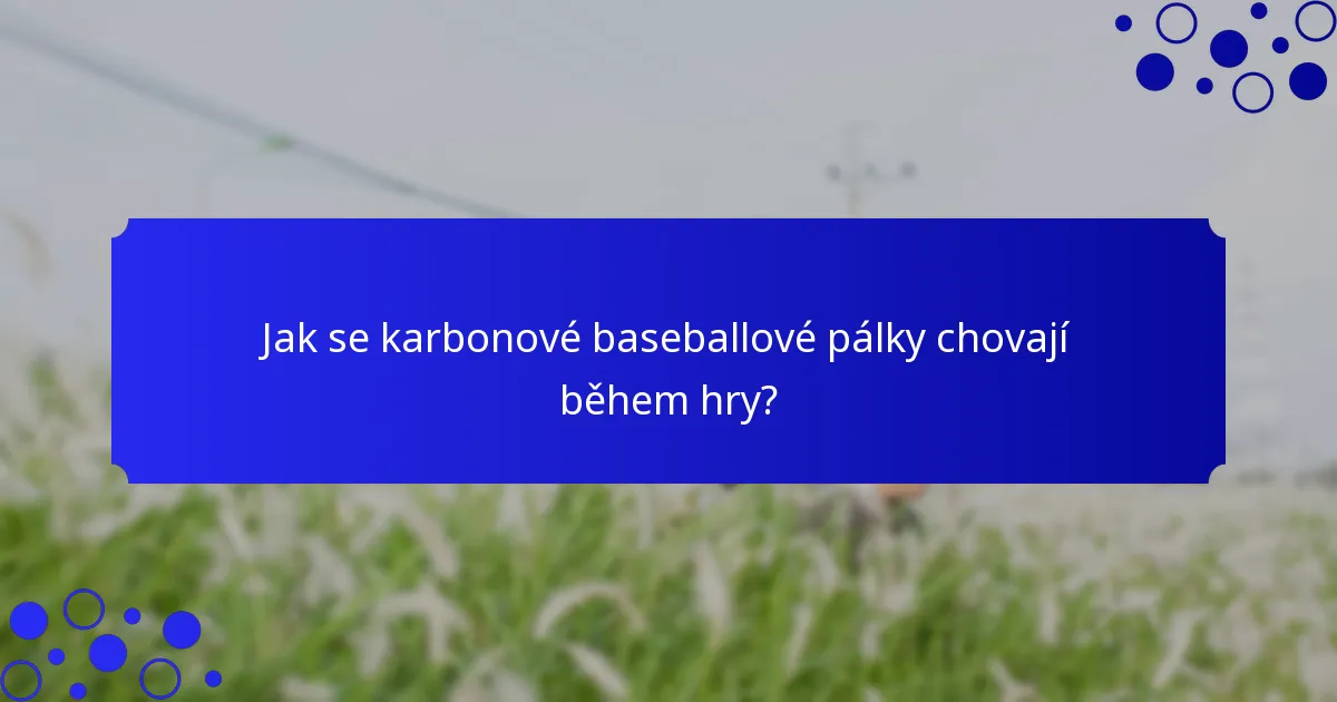 Jak se karbonové baseballové pálky chovají během hry?