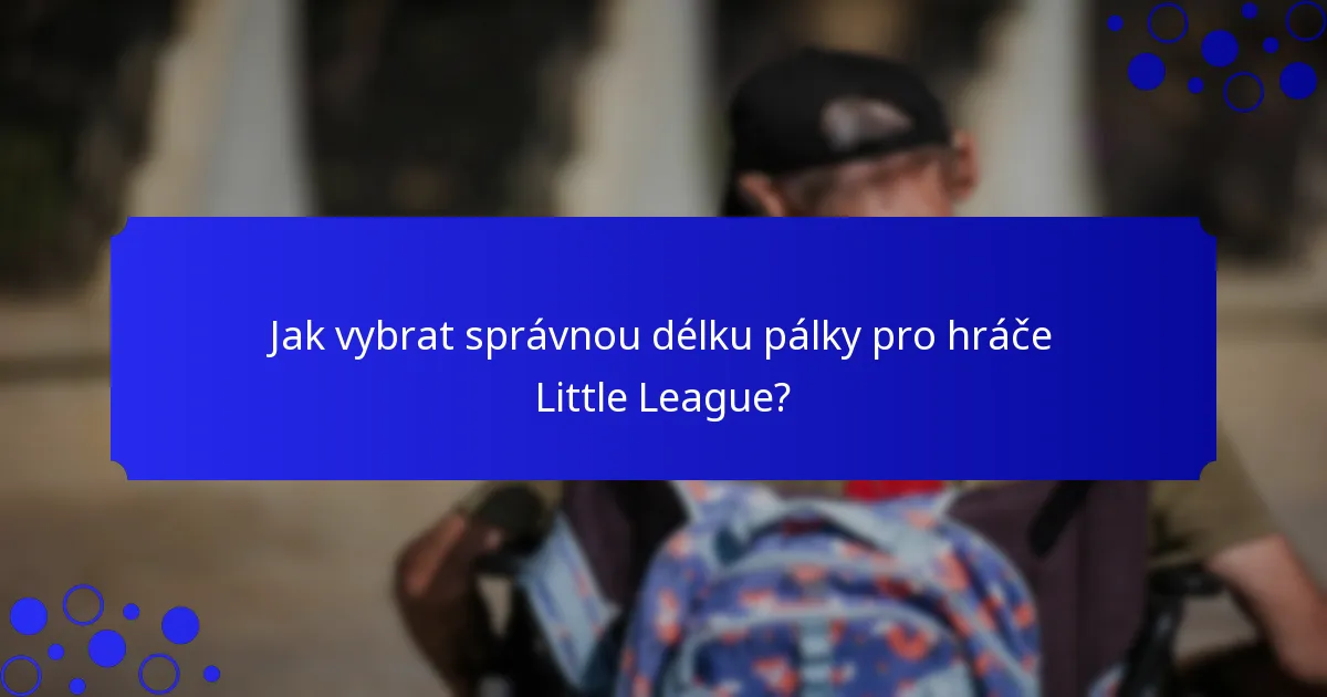 Jak vybrat správnou délku pálky pro hráče Little League?