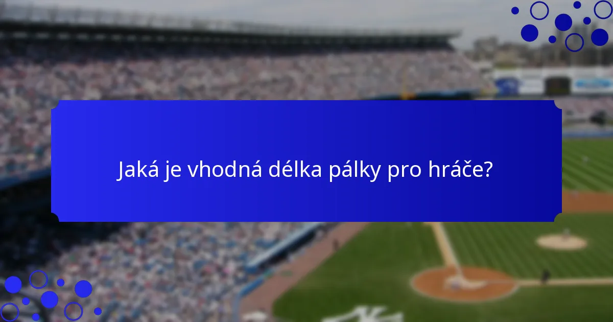 Jaká je vhodná délka pálky pro hráče?