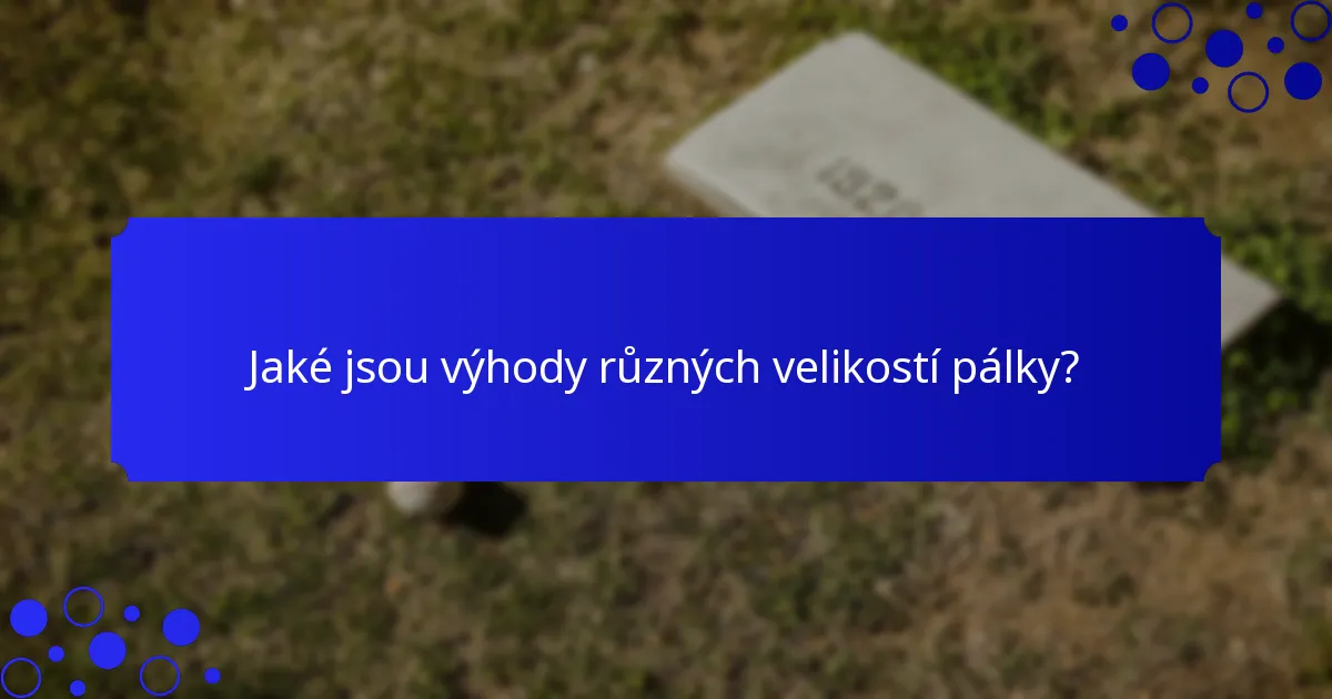 Jaké jsou výhody různých velikostí pálky?