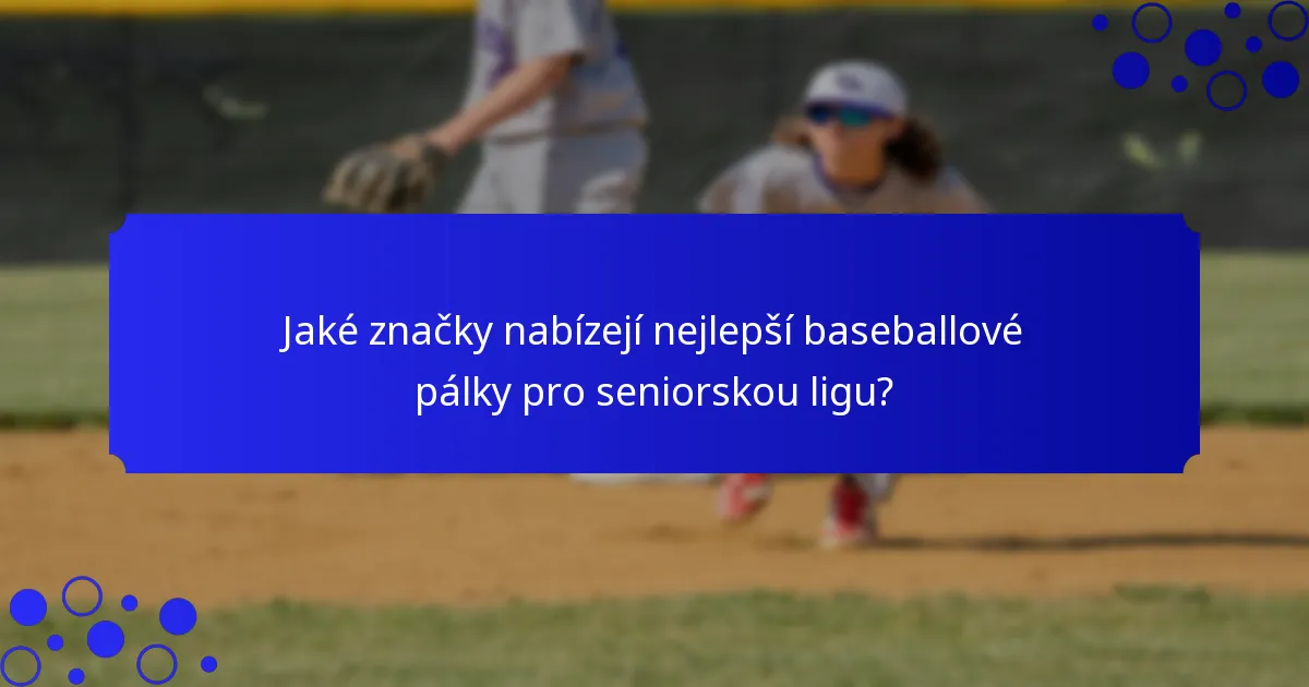 Jaké značky nabízejí nejlepší baseballové pálky pro seniorskou ligu?